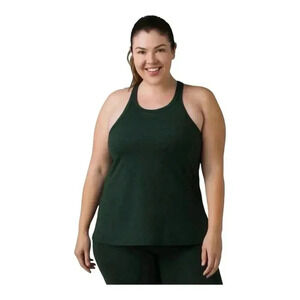 PrAna Becksa Tank Plus Black Size 1X UPF 50+ Shelf Bra Compression Stretch NWT